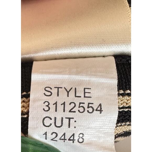 Leon Max Limited Edition Black & Tan Striped Asymmetric Hem Shift Dress Medium - Picture 8 of 8